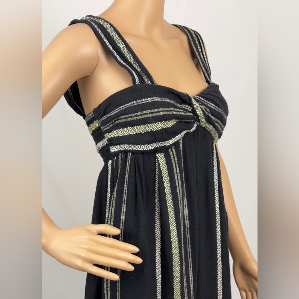 FREE PEOPLE BLACK STRIPED JUMPSUIT WIDE LEGS POCKETS TWIST FRONT SHIRRED… - Picture 5 of 10